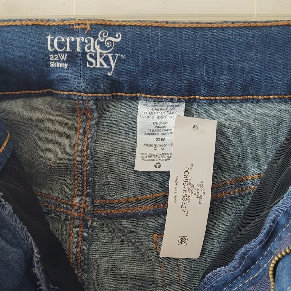 Terra & Sky Women's Dark Blue Skinny Jeans, Size 22W - Picture 6 of 6